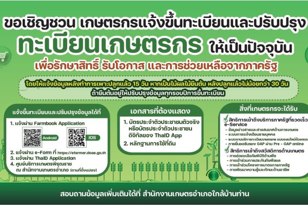 เชิญชวนขึ้นทะเบียนและปรับปรุงทะเบียนเกษตรกร